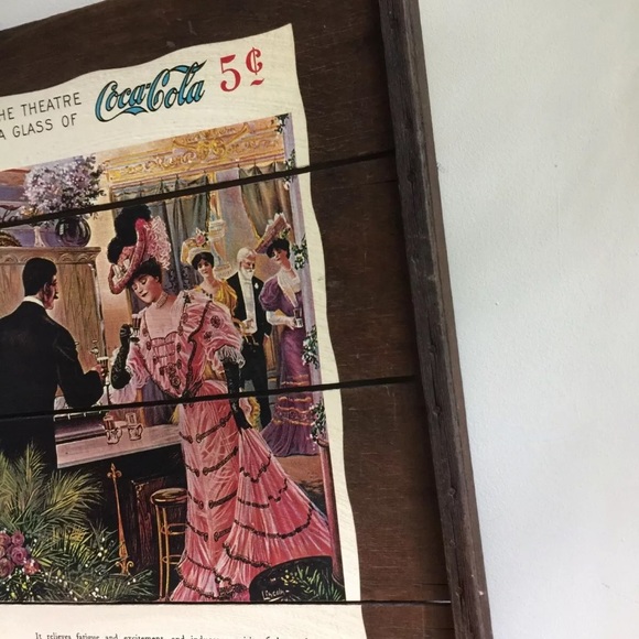 Vtg 27x24” Wooden Advertising Sign Coca Cola 5c - Picture 6 of 11